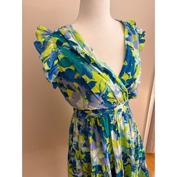 Taylor Sleeveless Abstract Floral Print A-Line V-Neck Dress Size Small - Picture 3 of 14